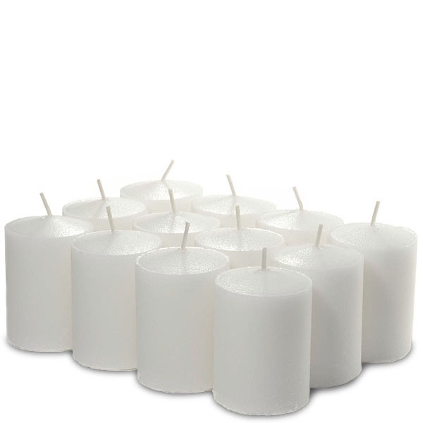 DT 12-White Unscented Round Top Votive Candles~1-1/2"D x 1-3/4"T~Lights Out~ 