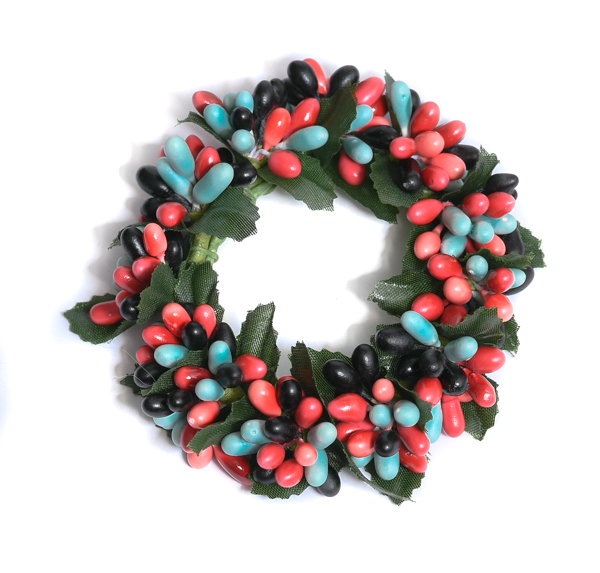 Rice Berry 1.5 Inch Candle Ring Teal Coral Black