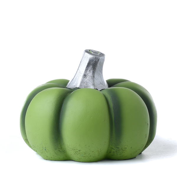 Cement Pumpkin with Metallic Stem Green