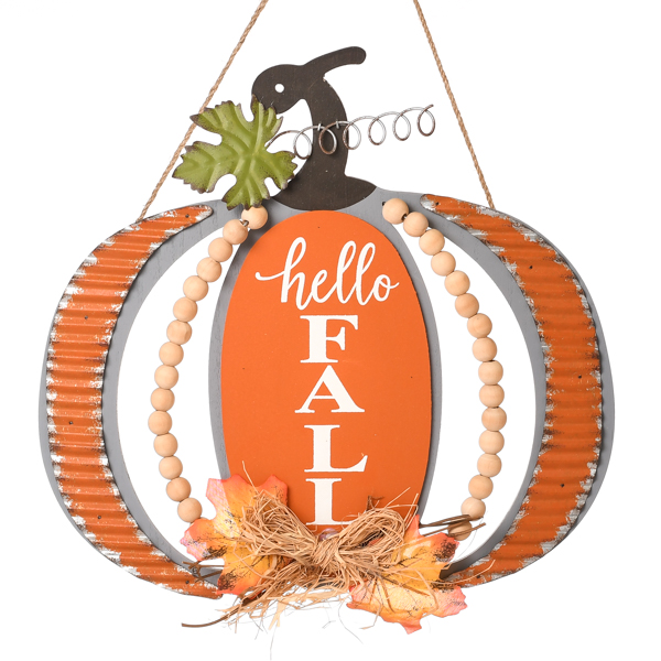 Hello Fall Ripple Bead Pumpkin Sign