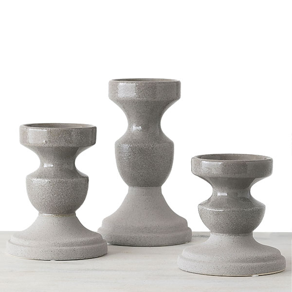 Gray Candle Holders Set of 3