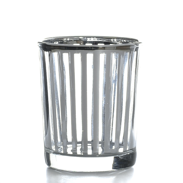 Metallic Silver Stripe Votive Cup