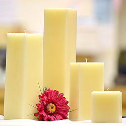 3 Inch Tall Ivory Square Pillar Candles