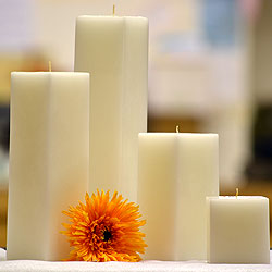 3 Inch Tall White Square Pillar Candles
