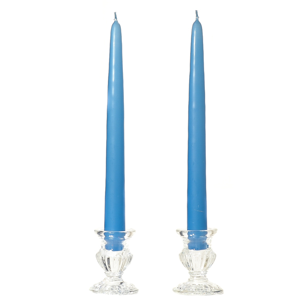 15 Inch Colonial Blue Taper Candles Pair