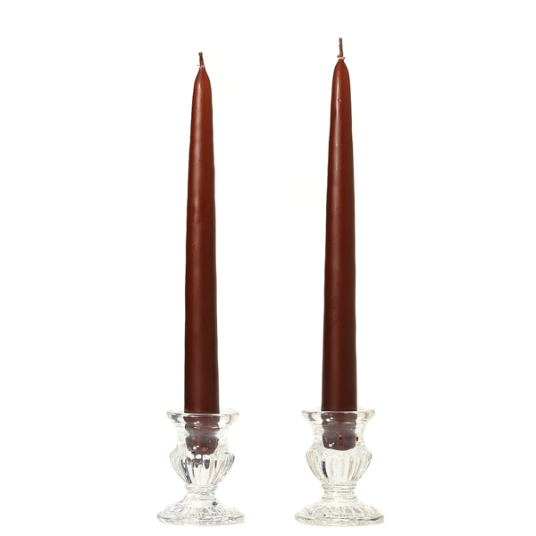 12 Inch Brown Taper Candles Pair