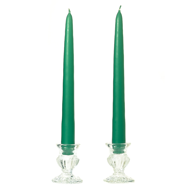 6 Inch Forest Green Taper Candles Pair