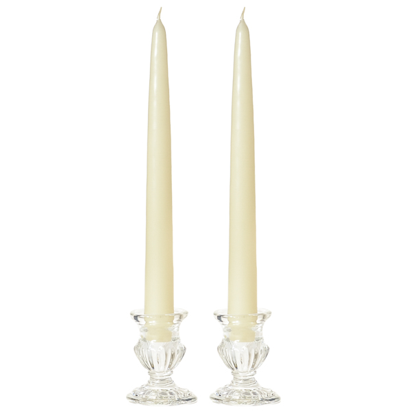 12 Inch Ivory Taper Candles Pair