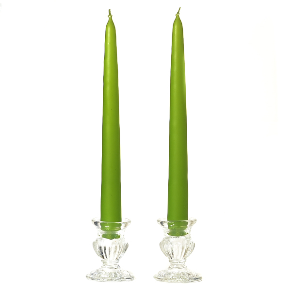12 Inch Lime Green Taper Candles Pair