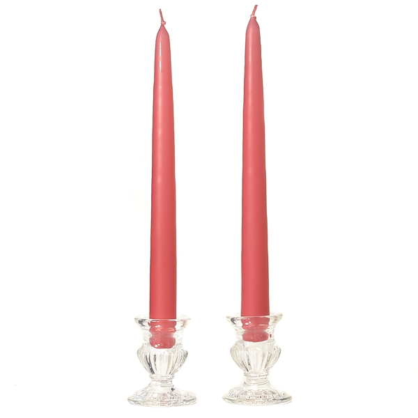 10 Inch Mauve Taper Candles Pair
