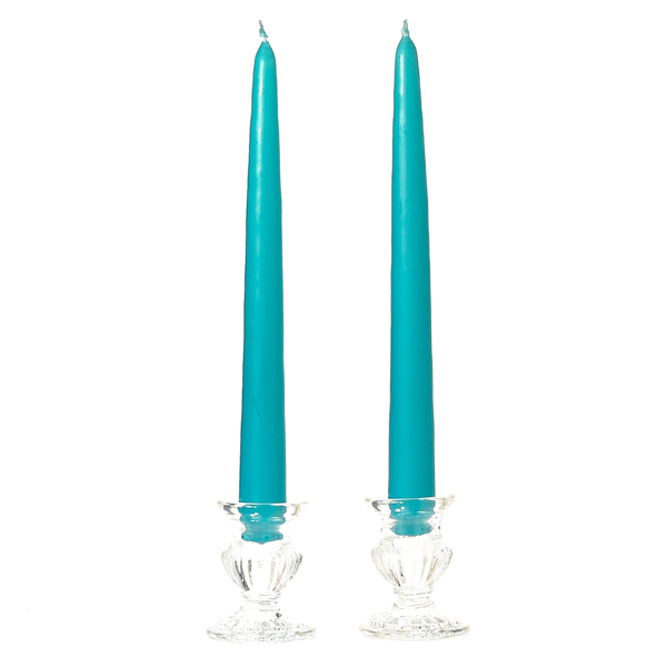 12 Inch Mediterranean Blue Taper Candles Pair