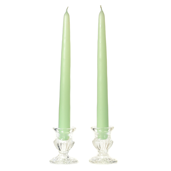 8 Inch Mint Green Taper Candles Pair