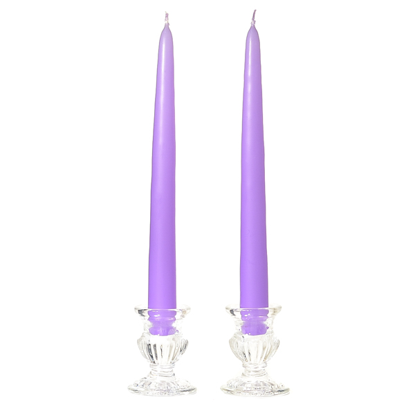 8 Inch Orchid Taper Candles Pair