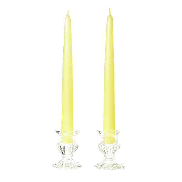 8 Inch Pale Yellow Taper Candles Dozen