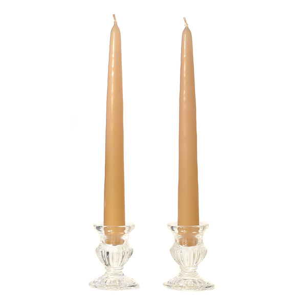 8 Inch Parchment Taper Candles Pair