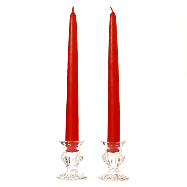 8 Inch Red Taper Candles Pair