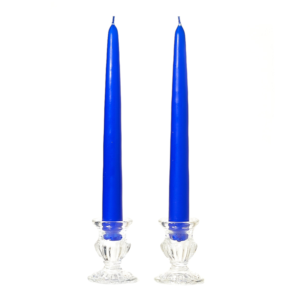 8 Inch Royal Blue Taper Candles Pair