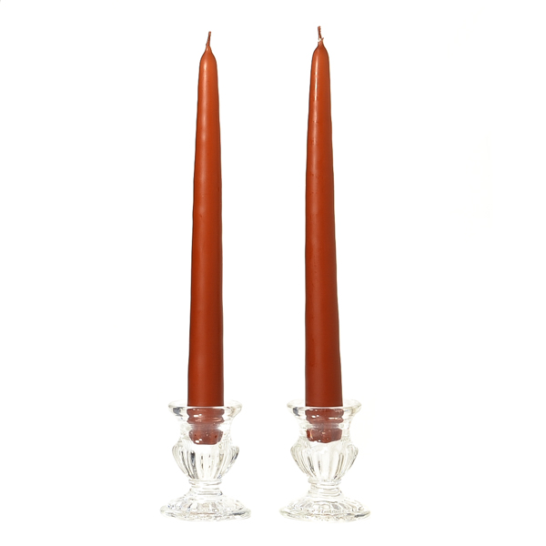 10 Inch Terracotta Taper Candles Pair