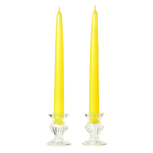 8 Inch Yellow Taper Candles Pair