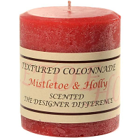 Textured Mistletoe and Holly 3 x 3 Pillar Candles