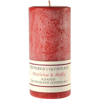 Textured Mistletoe and Holly 4 x 9 Pillar Candles