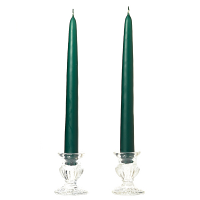 8 Inch Hunter Green Taper Candles Pair
