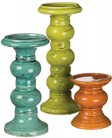 3 Piece Pillar Holder Set Assorted Colors