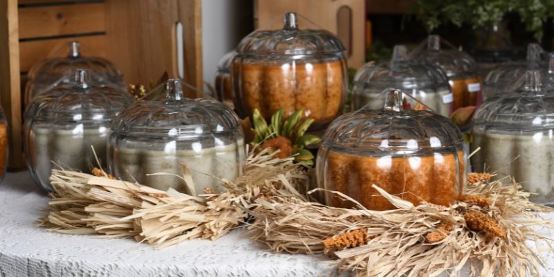 Pumpkin Shaped Jar Candles for Fall Decor