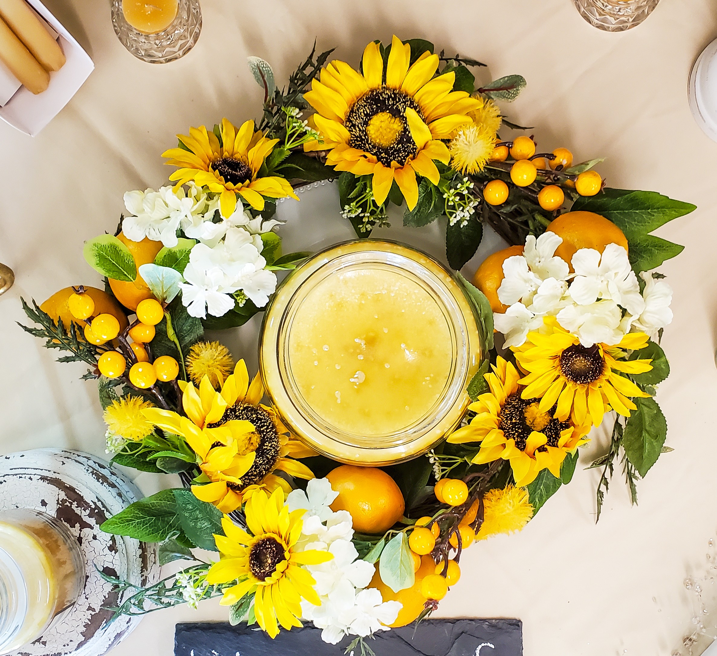 64 oz candle in a candle ring