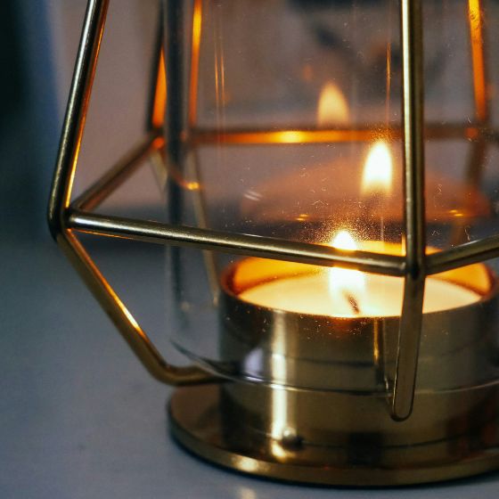 small lantern with a tealight candle